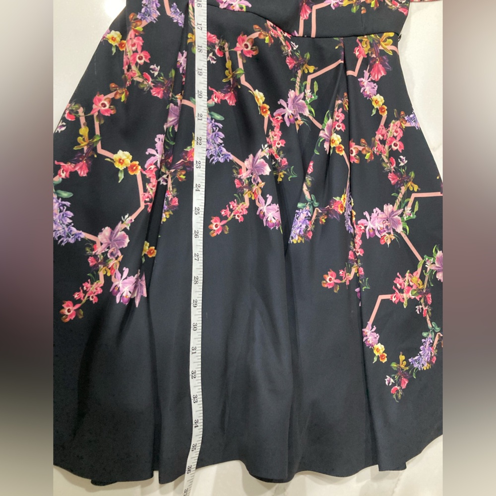 Ted Baker Black Dress with Pink Floral Design Uk 1 (US 4) - Picture 8 of 12